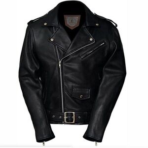 100% Leather Classic Black Leather Biker Jacket